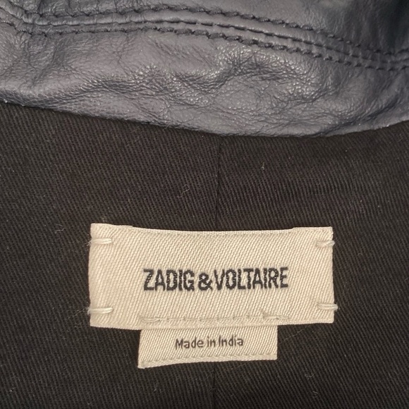 Zadig & Voltaire Lamb Leather Venturi Cuir Froisse Crinkle Effect Blazer - Picture 4 of 14